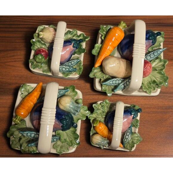 Fitz and Floyd Basketweave Kitchen Harvest Collection 4pc Canister Set w/ Lids - Picture 12 of 12